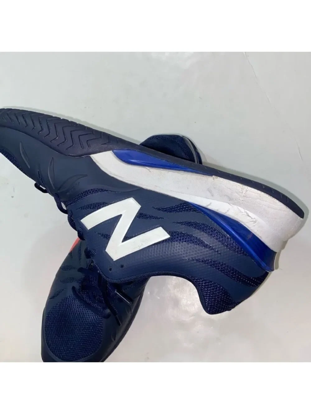 New Balance 1296v2 Men's Navy Athletic Shoes with Coral Accents